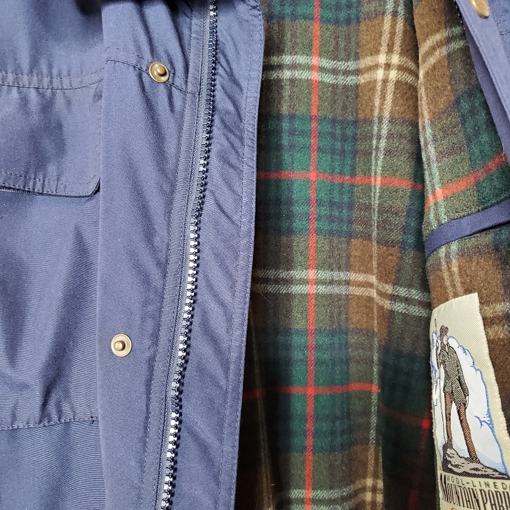 Eddie Bauer Men's Wool Lined Parka Blue Heavy Coat - Picture 3 of 7